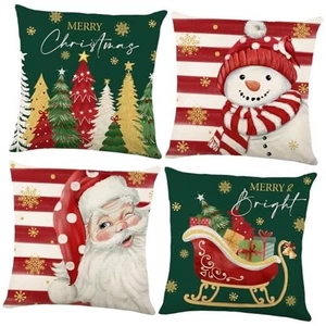 Weihnachten Kissenbezüge 18x18 Zoll, 4er Set Weihnachtsbaum Streifen Weihnachten01 - Bild 1 von 8