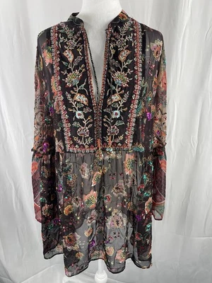 Soft Surroundings Women’s Asteria Chiffon Sheer Embellish Embroidered Tunic 1X - Image 1 of 4
