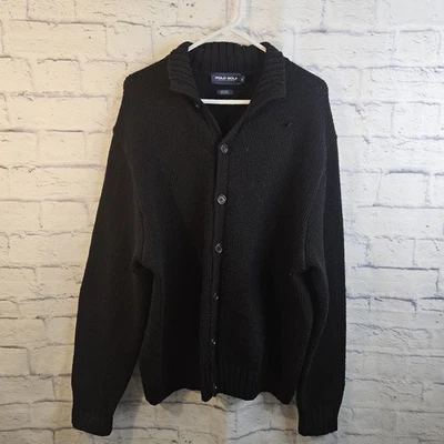 Vintage Polo Golf Ralph Lauren Sweater XL Black Shawl Collar Cardigan - Image 1 of 4