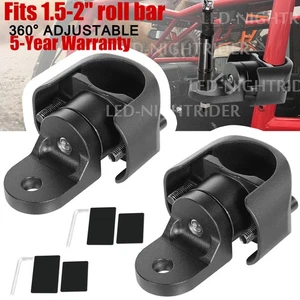 2x For Polaris RZR LED Whip Lights Mounting Brackets 1.5-2" Roll Bar Mount UTV - Picture 1 of 17