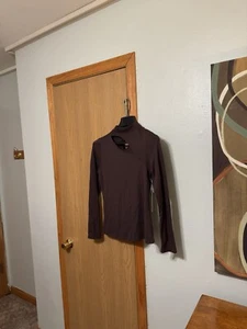 Halogen NWT Medium Solid Brown Long Sleeve Mockneck Knit Top - Picture 1 of 5