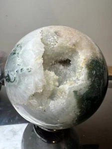 3.6kg Huge Large Druzy Quartz Moss Tree Agate Sphere Crystal Gemstones - Picture 1 of 9