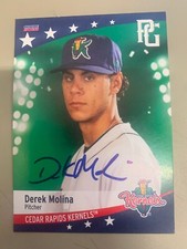 2022 Derek Molina Signed Card Cedar Rapids Kernels Team Card IP Auto