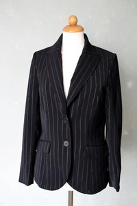 H&M Blazer Jacke schwarz mit Nadelstreifen Business Gr. 36 S schick lang - Bild 1 von 3