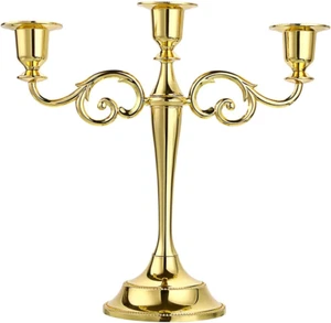 Ownmy 3 Arms Metal Candelabra Candlestick Silver European Elegant Candle Holder - Picture 1 of 12