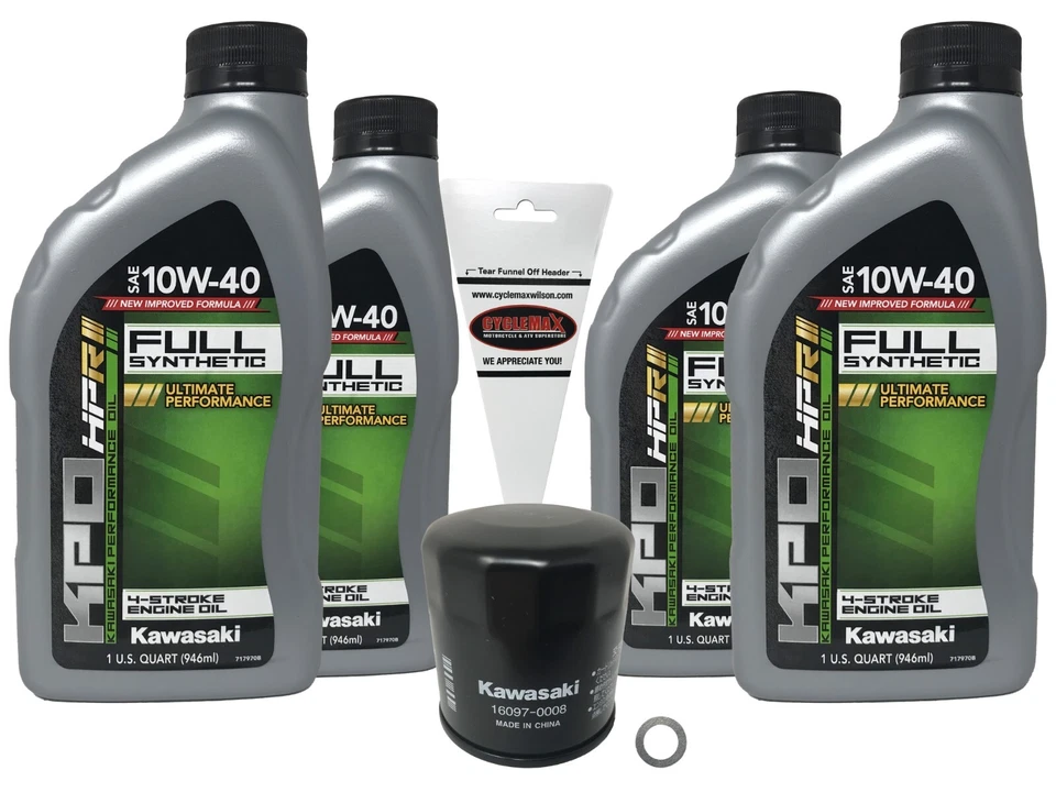 Kawasaki OEM Full Synthetic Oil Change Kit for 2000-2022 Ninja ZX-6R - Image 1 of 2