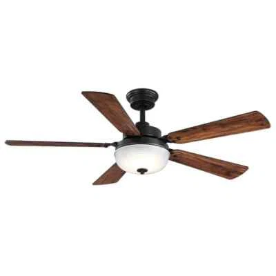 Archie 52 in. Integrated LED Indoor Venetian Bronze Dual Mount Ceiling Fan - Image 1 of 4