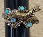 Carolyn Pollack & Fritz Casuse Brass Sterling 925 Hummingbird Turquoise Ring 7