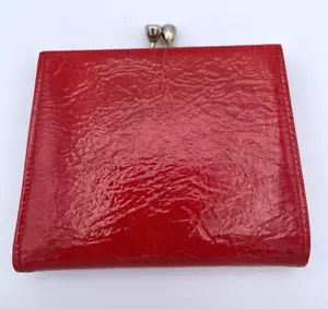 MELE Red Patent Cowhide Leather Coin Purse Wallet Vintage - Picture 1 of 9