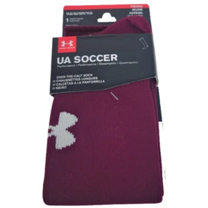 Under Armour Youth Socks Size 1-4 Over the Calf UA Team Soccer Maroon YLG 1 Pair - Picture 1 of 4