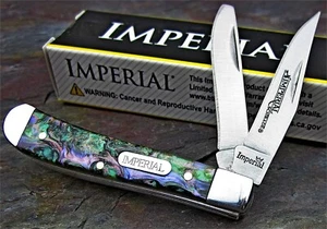 Schrade Imperial Purple Abalone Swirl Celluloid Trapper Folding Pocket Pen Knife - Picture 1 of 5