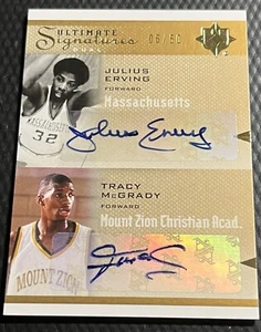 Julius Erving 2010 - Tracy McGrady 06/50 UD Ultimate Signatures automático 1/1 Jsy #6 - Imagen 1 de 3