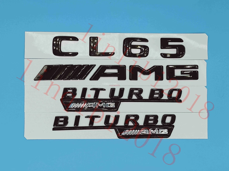 Pegatina insignia emblemática maletero negro brillante plana "CL65 AMG BITURBO" para Mercedes Benz Foto 1 de 4