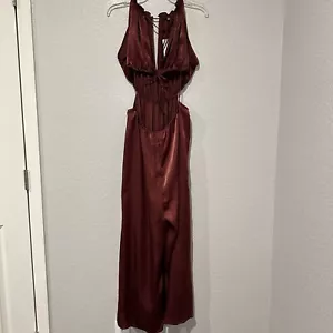 New Zara Satin Effect Cut Out Wide Leg Jumpsuit Small Oversized 8492/762 - Picture 1 of 7