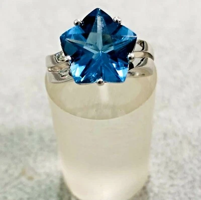 925/- Silberring mit Synthetic Blautopas, Ringgröße 53, guter Zustand. - Bild 1 von 3