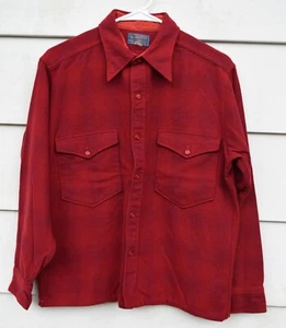 Vintage Pendleton 1930's 40's Red Muted Board Wool shirt size 14 Medium Antique - Picture 1 of 12