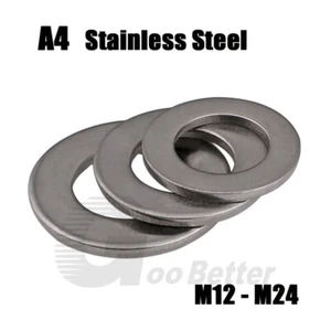Flat Washers A4 Stainless Steel Penny Repair Gaskets Marine Grade M12 - M24 - Picture 1 of 9