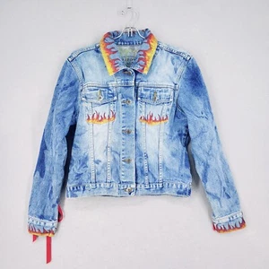 Arizona Jean Co Jeansjacke "Hotter Than Hell" handbemalt Teufel Nieten geschnürt - Bild 1 von 10