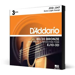 D Addario 80 20 Corde Chitarra Acustica Bronzo Extra Light 10 47 Confezione da 1 - Foto 1 di 6