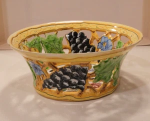Vintage Ceramic Fruit Bowl Paul's Spain Hand Painted 8'' Floral Butterfly - Picture 1 of 7