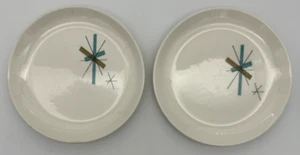 Lot = 2 Salem North Star Atomic MCM Retro 6 1/8" Bread Dessert Plates Distressed - Picture 1 of 10