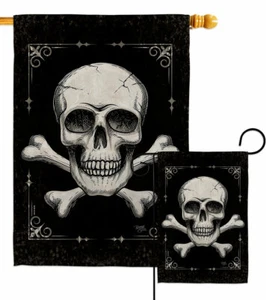 Skull Garden Flag Coastal Pirate Decorative Small Gift Yard House Banner - Picture 1 of 19