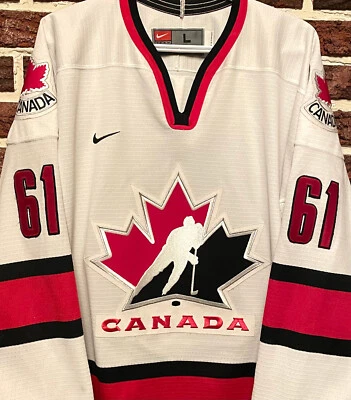 Vtg NIKE Official TEAM CANADA Olympic RICK NASH Ice Hockey JERSEY Mens Large EX! - Image 1 of 4