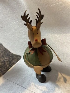 Large Tin Moose Poseable On Spring Legs  Christmas Ornament Vintage - Picture 1 of 8