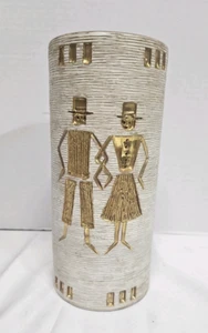 Fratelli Fanciullacci - vaso ceramica graffito oro goffrato uomo e donna - Foto 1 di 10