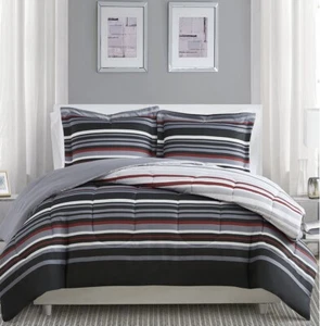 Pem America, Hillcrest 3-Pc. Reversible Stripes Comforter Mini Set (Choose Size) - Picture 1 of 5