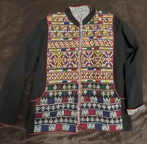 Vintage FLORAL NADELSPITZE GOBELIN vorne offen JACKE BOHO wendbar Damen L - Bild 1 von 9