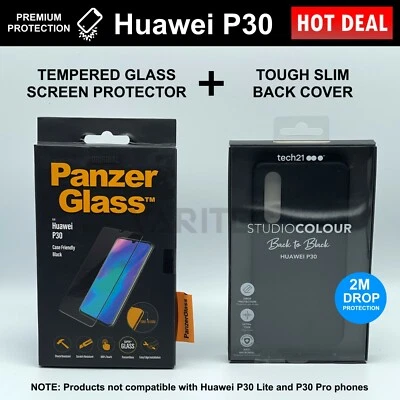 Tech21 Slim Hard Case Back Cover + Panzer Glass Screen Protector para Huawei P30 Foto 1 de 4