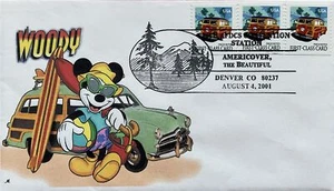 Fine Design 3522 Woodie Wagon Americover the Beautiful Cancel Denver CO 2nd Day - Imagen 1 de 1