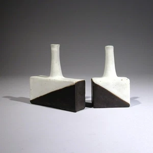 ______ ~  Rare Pair of Mid Century Modern Gambone Pottery Art Vases Italy Signed - Picture 1 of 10