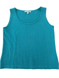 Vtg St. John Turquoise Blue Shell Tank Top Santana Knit Pullover Women’s Size P - Picture 1 of 8