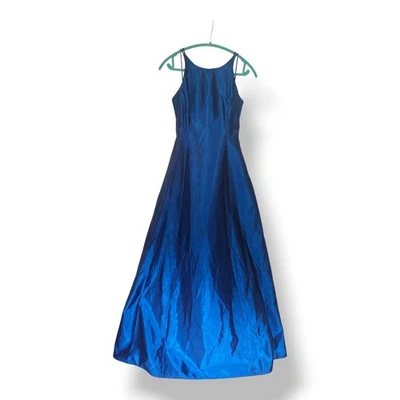 90s Y2K ROBERTA VTG Teal Blue Strappy Gown w/ Black Taffeta sz 5/6 ~ whimsygoth~ - Image 1 of 4