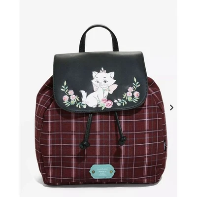 Loungefly Disney Aristocats Marie Floral Plaid Rucksack Purse BoxLunch Exclusive - Image 1 of 4