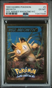 Meowth Pokemon Hasbro Toy Wishes Magazine 1999 Foil Hand Cut PSA 6 #5 - Picture 1 of 2