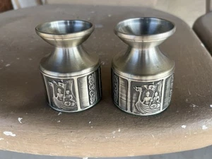 Norway H-S Konge Tinn PEWTER Candle Holders Pair 3” tall - Picture 1 of 13