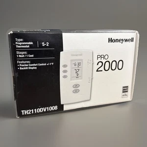 Honeywell PRO 2000 Programmable 1H/1C Thermostat TH2110DV1008 Vertical Mount - Picture 1 of 2