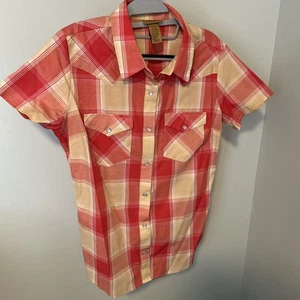 Wrangler Damen Hemd Gr. M Pearl Snap rot weiß blau kariert Western Cowboy - Bild 1 von 7