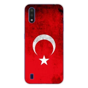 Coque en silicone imprimée compatible Samsung Galaxy A01 Drapeau Turquie - Photo 1 sur 6