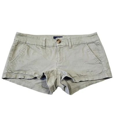 American Eagle Y2k Shorts Women 6 Low Rise Olive Green Cheeky 2000s Summer Beach - Image 1 of 4