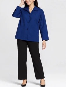 Neu mit Etikett Anne Klein Damen Leinenmischung Karriere Blazer Jacke royalblau Größe XL - Bild 1 von 8