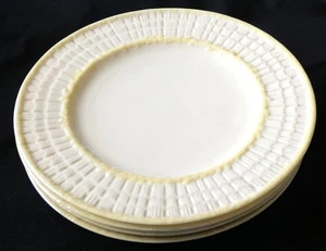 BELLEEK Limpet Yellow Pattern Dessert 7 3/4" Plates (4) Green Mark (Unused) - Picture 1 of 3