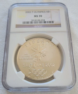 2002 P Olympics uncirculated silver dollar NGC MS70 - Image 1 of 4