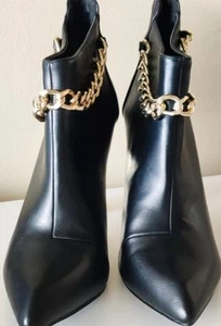 Allessandro Versace 19V69 ITALIA Womens 9M Arabella Chain Black Booties 4" Heels - Bild 1 von 9
