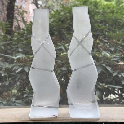 Vase Pair Renate Stock For Sea Glasbruk Sweden “Male Torso” Vintage 10.5” - Image 1 of 4