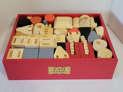FAO Schwarz Solid Natural Wooden Blocks Create a Castle 60 Pieces - Image 1 of 4