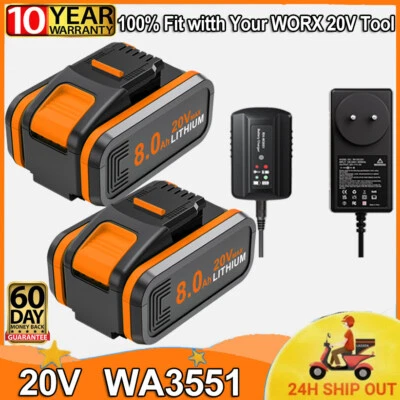 MARKENLOS Batteria 8000 mAh 20 V MAX 8,0 Ah per batteria di ricambio originale Worx WA3553 WA3556 WA3551 DHL